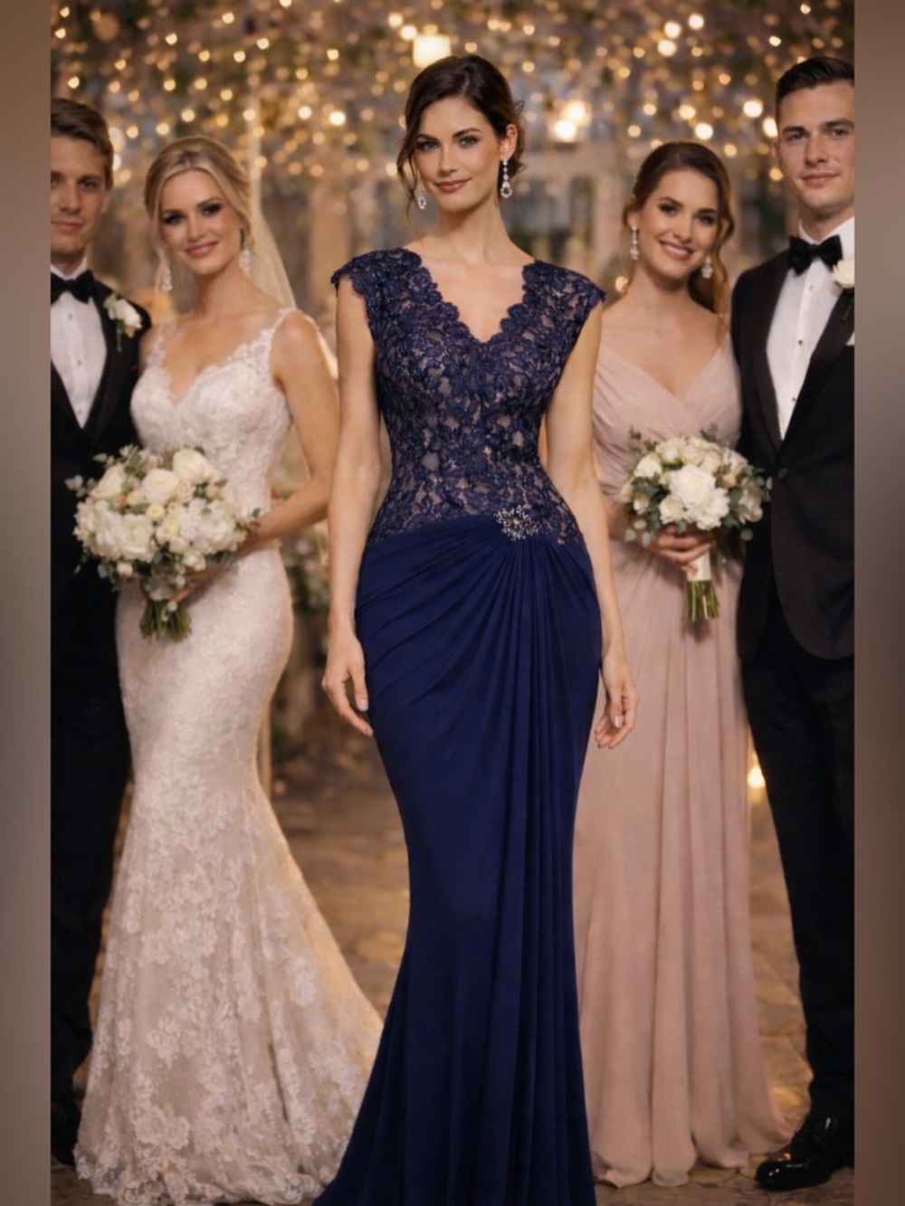 Tadashi Shoji,Exquisite,Flattering Dress Draped,Ruched Evening Lace Gown,Size 6